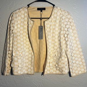 Talbots White Floral Lace Blazer